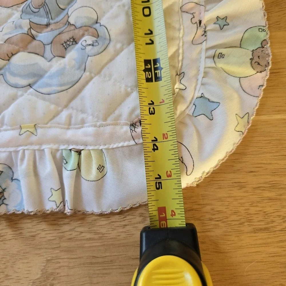 Baby Bib Bear Quilted Cotton, Ruffled Edge, Precious Moments Fabric Vintage NWOT